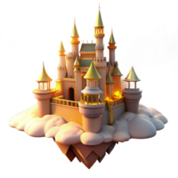 serene traditional A Majestic Castle Floating in the Clouds high resolution png