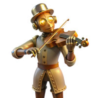 magnificent rustic A Steampunk Automaton Playing a Violin premium png