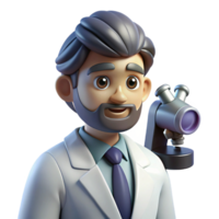 beautiful creative Portrait of a Scientist with a Microscope authentic png