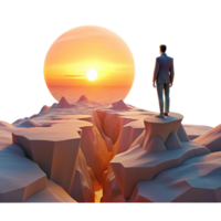 elegant modern A Solitary Figure Standing on a Precipice professional png