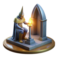 impressive classic A Lone Knight Kneeling Before a Mystical high quality png