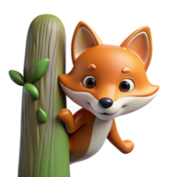 vibrant abstract A Sly Fox Peering out from Behind a Tree high resolution png