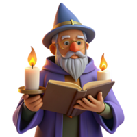 extraordinary artistic A Wise Old Wizard Reading a Spellbook in H high resolution png