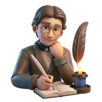 vibrant vintage Portrait of a Writer with a Quill and Par original png