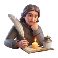 magnificent abstract Portrait of a Writer with a Quill and Par authentic png
