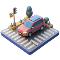 beautiful minimalist A Self Driving Car Navigating a Busy Inters high resolution png