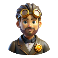 extraordinary artistic Steampunk Inventor Portrait Gear and Goggles professional png