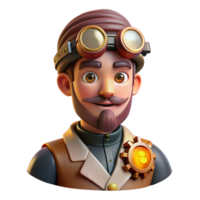 impressive rustic Portrait of a Steampunk Inventor with Gogg high quality png