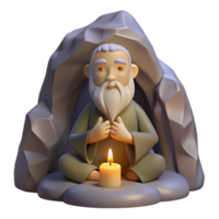 impressive rustic A Wise Old Hermit Meditating in a Mounta high quality png