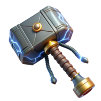 serene minimalist Thor Wielding Mjolnir Lightning Strike premium png