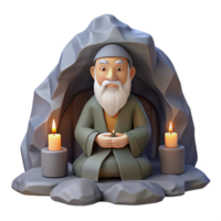 vibrant classic A Wise Old Hermit Meditating in a Mounta high resolution png