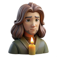 vibrant artistic Portrait of a Melancholic Poet with Long high resolution png