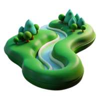 vibrant rustic A Winding River Flowing Through a Green Va detailed png