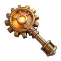 elegant modern A Steampunk Key with Intricate Gears and F authentic png