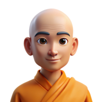 serene minimalist Portrait of a Serene Monk with Shaved He exclusive png