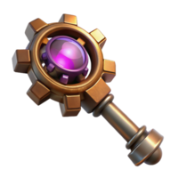 serene abstract A Steampunk Key with Intricate Gears And png