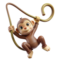 dramatic minimalist A Playful Monkey Swinging from a Vine J premium png