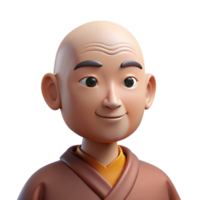 dramatic classic Portrait of a Serene Monk with a Shaved H high quality png