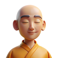 wonderful vintage Portrait of a Serene Monk with a Peaceful premium png