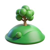 elegant modern A Rolling Green Hill with a Single Oak T premium png