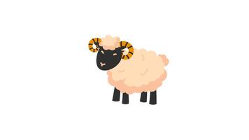 Cute Cartoon Sheep Character with Whimsical Curly Wool and Friendly Expression video