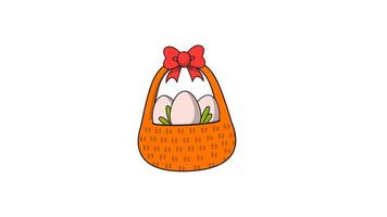 Festive Easter Basket with Eggs and Red Bow, a Charming Illustration video