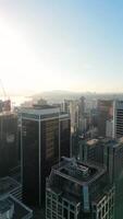 Aerial view of the skyscrapers in Downtown of Vancouver at dawn, Canada video
