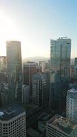 Aerial view of the skyscrapers in Downtown of Vancouver at dawn, Canada video