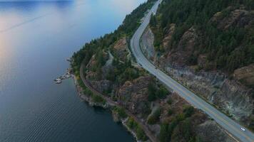 Aerial View on Sea to Sky Highway, Howe Sound and fjords video