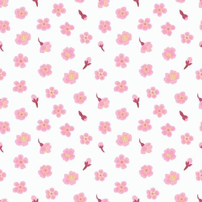 Seamless pattern with cute spring flowers. Hanami
