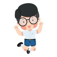 boy is jumping and making a funny face vector