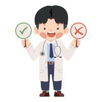 Doctor deciding between right and wrong vector