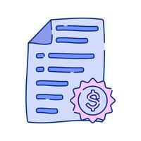 Invoice with Badge Doodle style, a financial document with a currency symbol, representing invoices and billing, great for finance, accounting, and e-commerce designs. vector