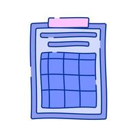 Clipboard with Checklist Doodle style, a blue clipboard with a checklist, representing task management and scheduling, ideal for productivity, office, and planning designs. vector