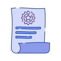 Certified Document Doodle style, a paper with a certification badge, symbolizing legal or official approvals, great for contracts, licensing, and professional verification designs. vector