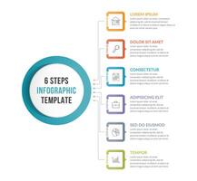 Infographic template with main idea and 6 steps vector