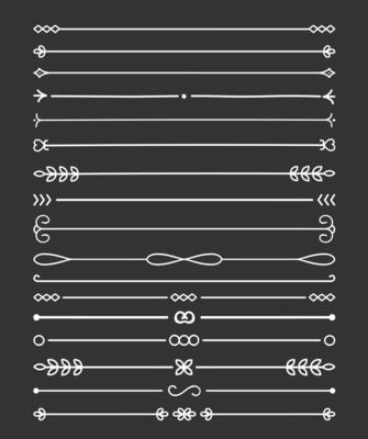 17 Hand drawn dividers - lines, dark background