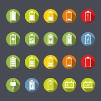 Set of battery and accumulator icons, flat design vector
