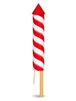 Red firework rocket on white background vector