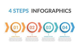 Infographic template with four steps or options with circles and arrows vector