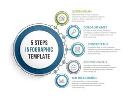 Infographic template with five steps or options with connected circles vector