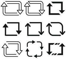 Repost retweet icon, square with swirling arrows recycle vector