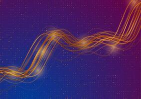 Golden glossy smooth waves and shiny dots background vector
