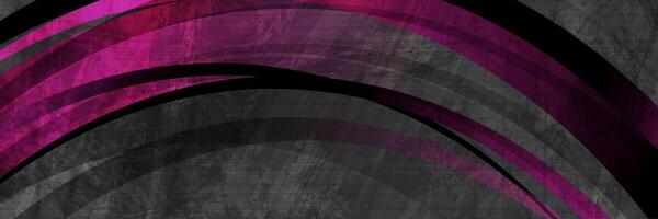 Purple and black grunge waves abstract banner design vector