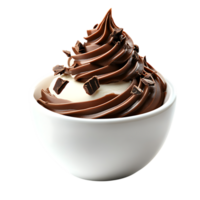 A white bowl with chocolate whipped cream png