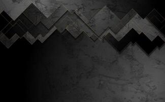 Dark grey stripes and golden lines abstract geometric grunge background vector