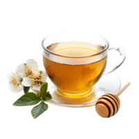 A cup of tea with honey and flowers png
