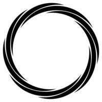 Round circular banner frame, swirling black circle dynamic pattern vector