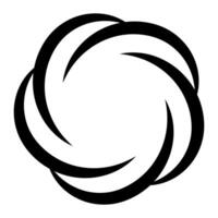 Swirling black vortex, dynamic motion artistic spiral, circular pattern vector
