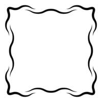 black wavy line border square frame, template element vector